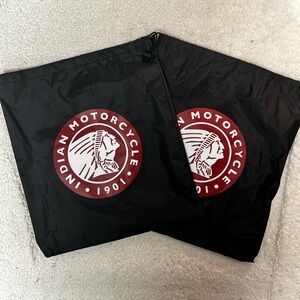 Indian Motorcycle Black Drawstring Vinyl Storage Bag Set of 2